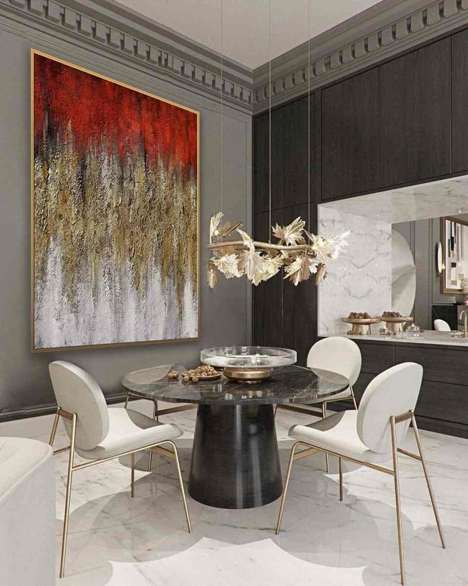 Leaf Handmade White Abstract Canvas Artwork 6GHEJ